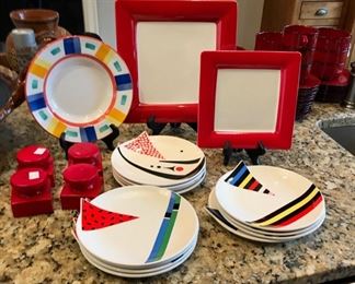 Red themed serving pieces