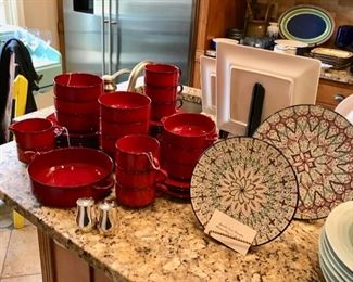 Red kitchenware, Mexican Plates, and more...