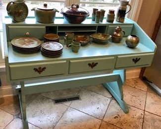 Charming Desk and Pottery Collection...