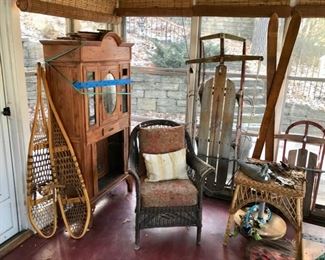 Vintage Snow Shoes, Sleds, Ice Skates, Skies, Wicker, and more...