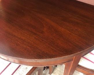 Mahogany table with two leaves and six chairs will sell separate