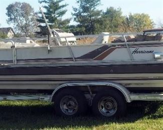 Hurricane 19 Ft I/O 4.3L General Motors V6 Deck Boat, Includes 1984 Oklahoma Trailer, GVW 6,000 Lbs