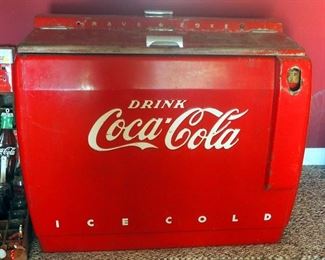 Antique Electric Coca-Cola Chest Cooler, 2 Top Hinged Doors
