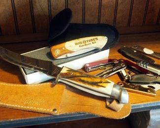 Globemaster Knife With Bone Handle & 5" Blade, Matco Tools 25th Anniversary Pocket Knife, Pocket Knife Assortment With Sharpening Stone