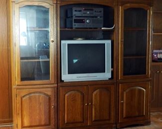 3 Piece Entertainment Center With Side Storage Cabinets, 76" X 81" X 21"