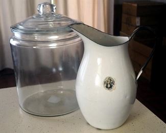 3 Gallon Glass Jar With Lid And Granite Water Pitcher