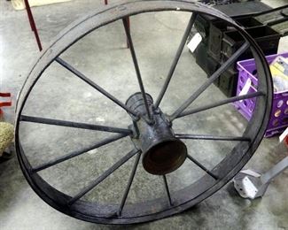 Antique 12 Spoke Steel Wagon Wheel, 34" Round