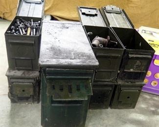 Bolts, Connectors, Scrap Iron, Nails And More Includes Ammunition Boxes, Qty 6