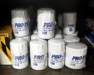 Oil Filter Assortment Including Protech, Napa, Group 7 And Purolator Brands, Contents Of 3 Shelves
