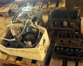 Chevy V6 Engine Parts Including Standard Bore Block, Heads, Intake, AC Compressor, Cam And More Internal Parts