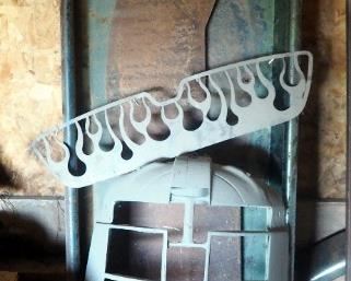 Rat Rod Parts Including Bed Sides 67" Qty.2, Tractor Grill And Custom Flames