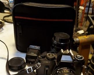 Vintage Sears KS-1 35mm Camera With Extra Lens, Flash And Carrying Case