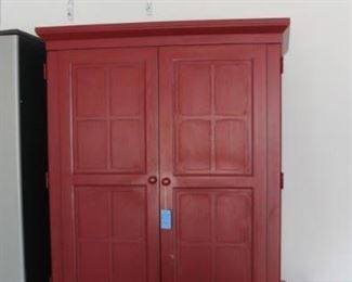 red entertainment cabinet