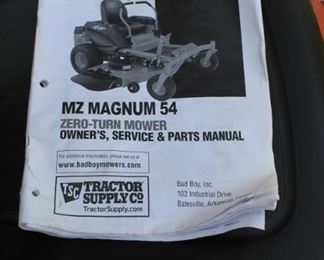 MZ Magnum 54" Zero Turn Mower by Bad Boy Mowers (2017) - runs great! 37 hours of use