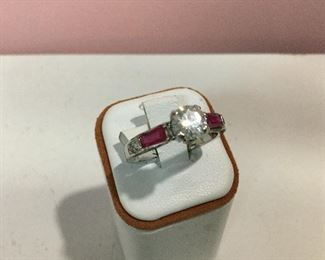 White gold ruby and diamond ring