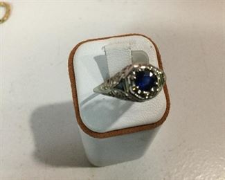 White gold sapphire ring