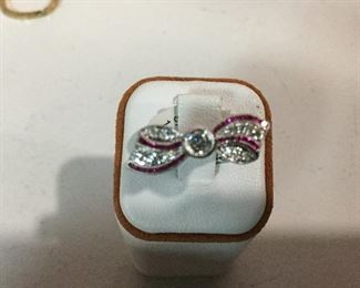 White gold, ruby and diamond ring