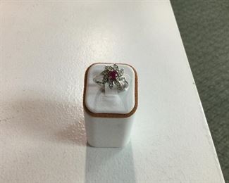 White gold, ruby and diamond ring