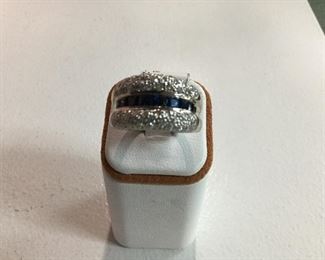 Yellow gold sapphire and diamond ring