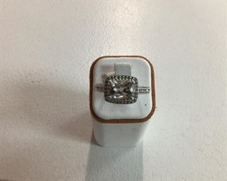 White gold, morganite and diamond ring