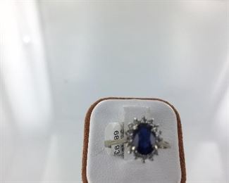 White gold sapphire and diamond ring