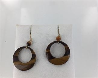 Yellow gold tiger eye earrings