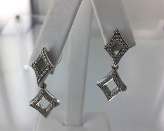 White gold and diamond drop earrings