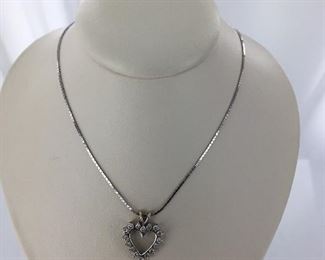 White gold and diamond heart necklace