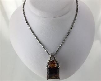 Frank Reubel Smoky Quartz and citrine necklace