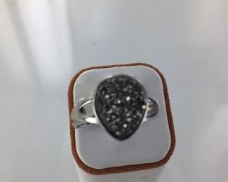 SS Druzy quartz ring