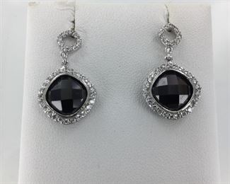 SS black and white cz earrings