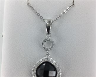 SS black and white cz necklace