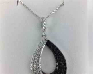 SS black and white cz necklace