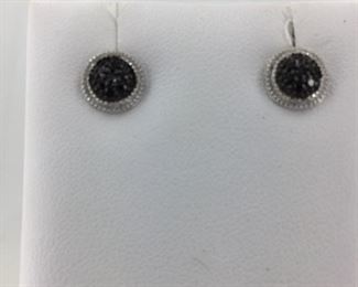SS black and white cz earrings