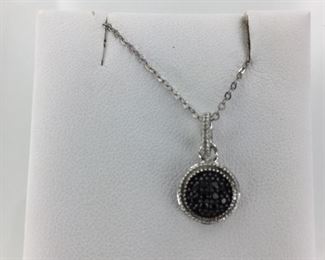 SS black and white cz necklace