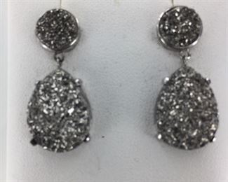 SS druzy quartz earrings