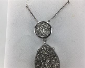 SS druzy quartz necklace