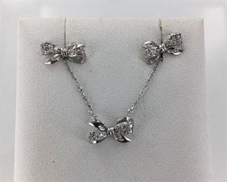 Sterling Silver and CZ Necklace and Earrings Set