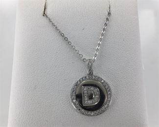 Sterling Silver and CZ Initial Necklace