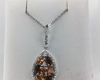 Sterling Silver Multi Colored Stone Necklace