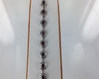 Sterling Silver and Garnet Bracelet