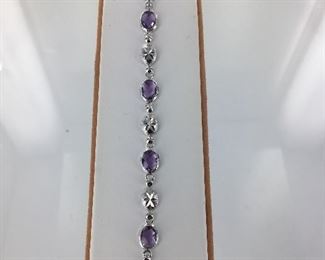 Sterling Silver and Amethyst Bracelet