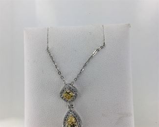 Sterling Silver, Yellow and White CZ Necklace