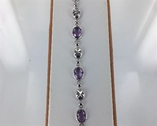 Sterling Silver and Amethyst Bracelet