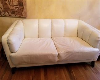 Italian design-top end white leather sofa.