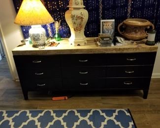 Marble top chest w/ drawers and two matching end tables