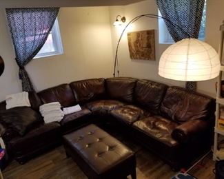 3 sectional with ottoman, leather, very soft and comfortable.