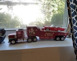 Toy semi truck carrier w/ car on back