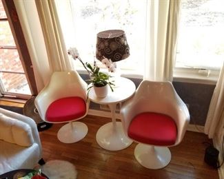 Pair of chairs and side stand, mid century, see next 3 photos