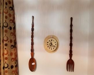 Large spoon and fork, decorative,